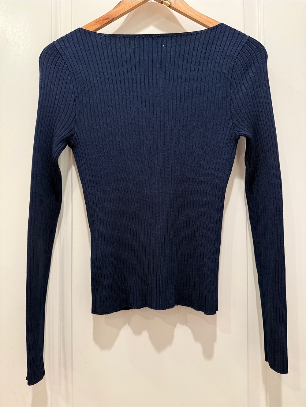 Abercrombie & Fitch Ribbed Boatneck Long-Sleeve Top - Navy Blue - Picture 3 of 7